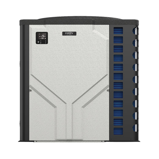 Thermopompe de piscine Moov Inverter MI1400, façade avec écran de commande