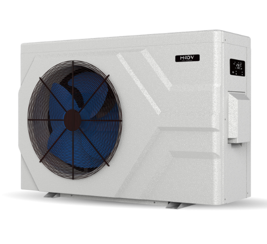 Thermopompe de piscine Moov Inverter à ventilateur latéral, boîtier blanc